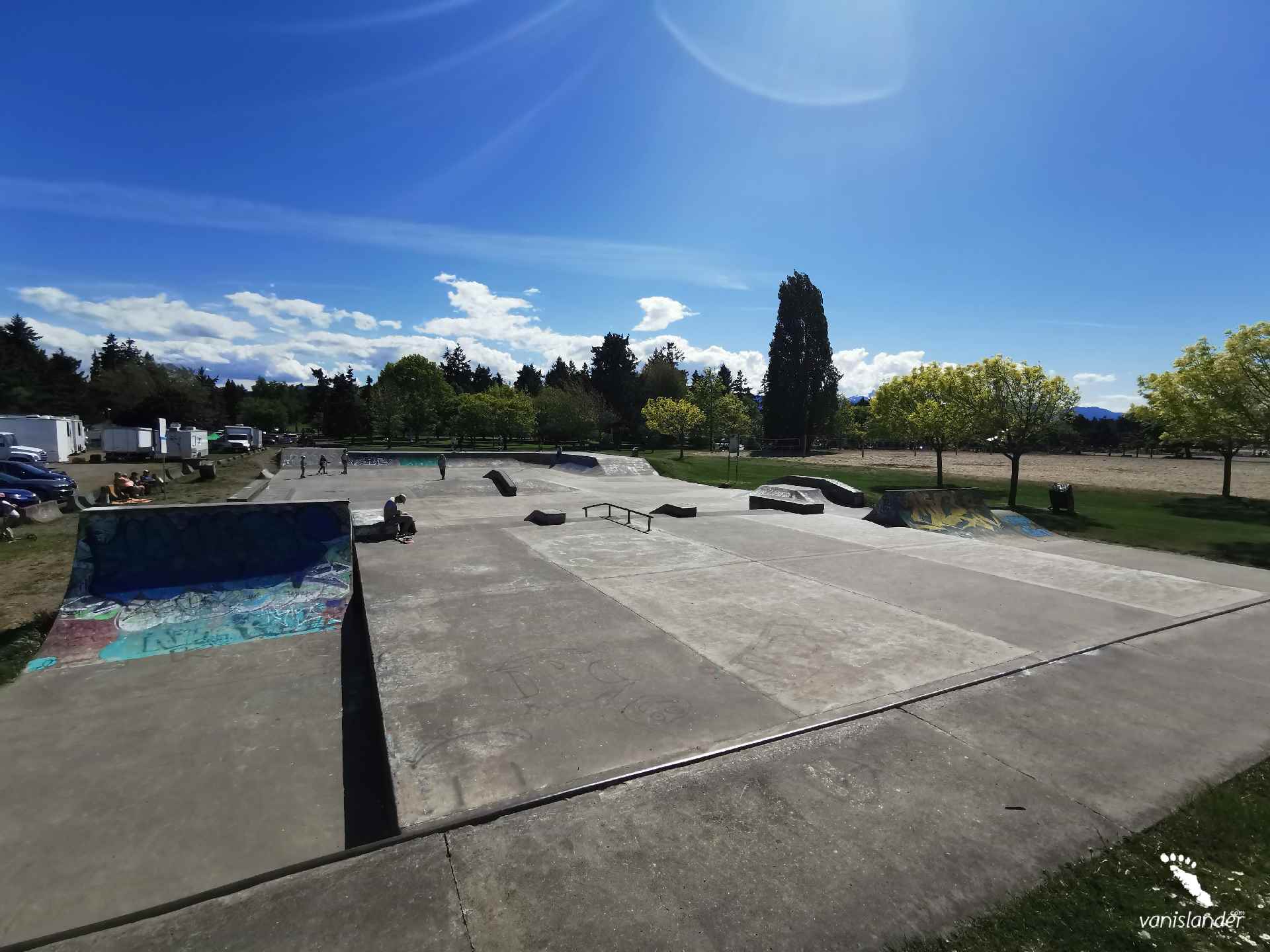 Skateboarding ground view in Parksville Community Beach Park, Vancouver Island.